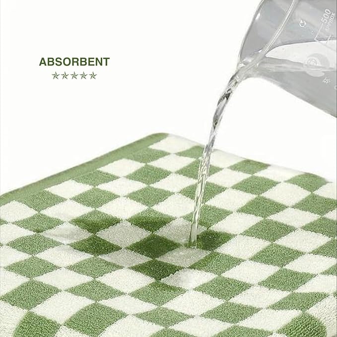 Checkered Bath Sheet(2 Pack),Oversized Bath Towel, 27.5x55 Inches, Quick Dry,100% Luxury Cotton, Super Soft & Absorbent (Green-Red Checkered, Large)