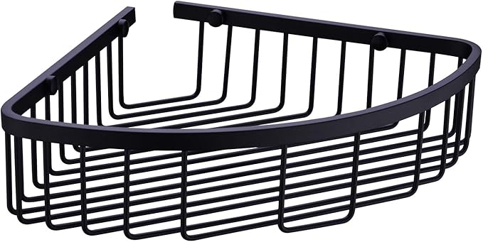 304 Stainless Steel Shower Caddy Corner Basket Shelf Bathroom Organizer Wall Mounted Storage, Matte Black Plated Finish Heavy Duty