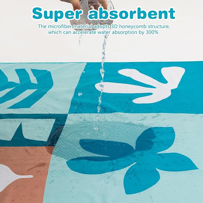 PY SUPER MODE Beach Hooded Towel Oversized - 60 x 40 inches Quick Dry Microfiber Beach Towels, Lightweight Soft and Absorbent Pool Towel Suitable for Bath Swimming Camping for Adults