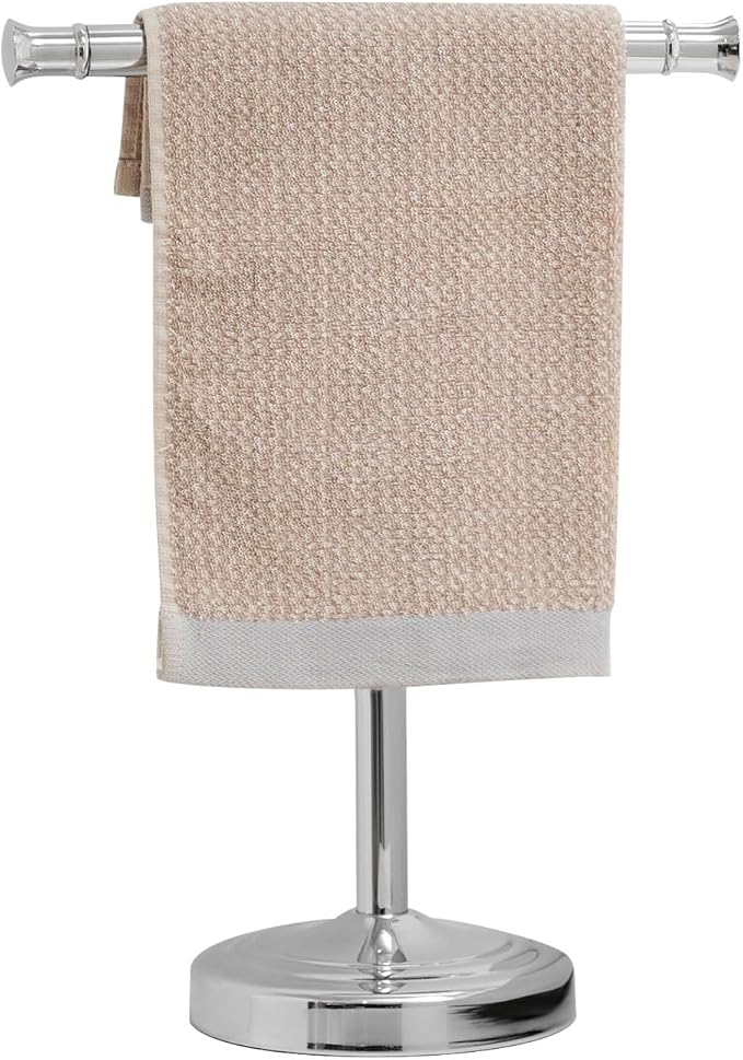 RUMOSE 13 Inch Polished Chrome Towel Stand Hand Towel Holder Bathroom Kitchen Vanity Countertop T-Shape Towel Rack Free Standing Stainless Steel Towel Bar Towel Ring