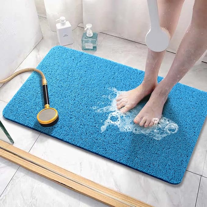 Asvin Soft Textured Bath, Shower, Tub Mat, 24x16 Inch, Phthalate Free, Non Slip Comfort Bathtub Mats with Drain, PVC Loofah Bathroom Mats for Wet Areas, Quick Drying