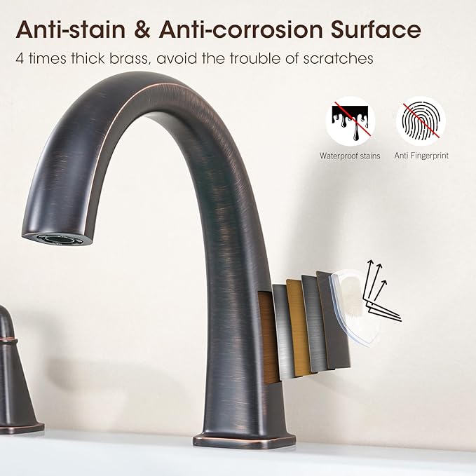 New Roman Tub Faucet with Sprayer, Bathtub Faucet Set Deck Mount, Brass 4 Hole Bath Tub Faucet Set High Flow, with 2 Handle with Valve Diverter with Hoses, 18-24in Widespread Classic Oil Rubbed Bronze