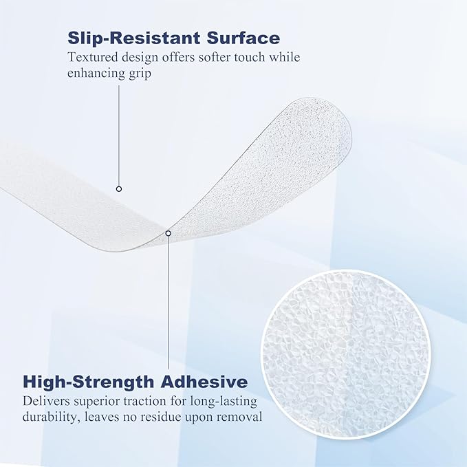 28 PCS Shower Floor Non Slip Stickers with Strong Adhesive, Invisible & Durable Anti Slip Shower Stickers with Scraper for Bath Tub, Pools and Stairs(Clear,Wavy)