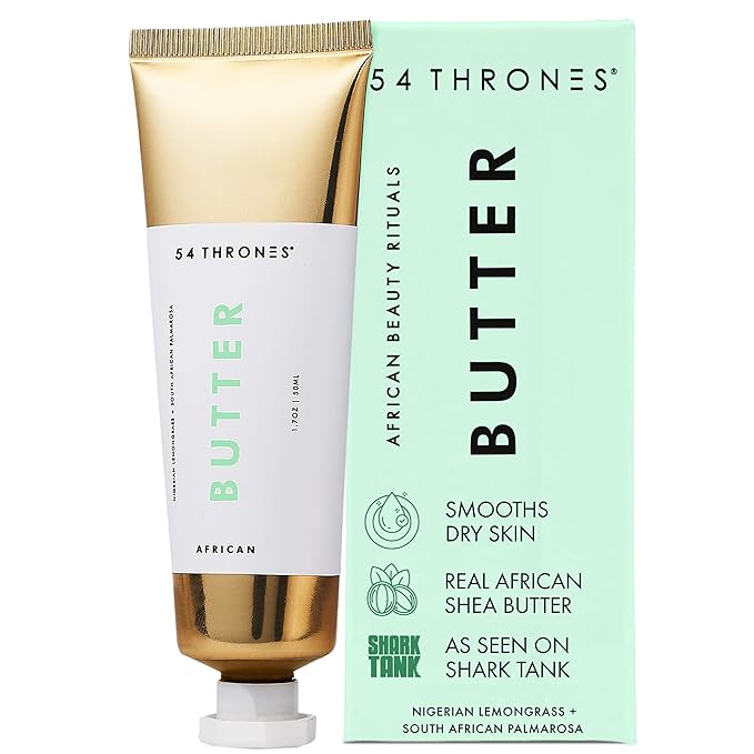 54 Thrones African Beauty Shea Butter, Intensive Dry Skin Support, Moisturizing Body Butter for Women, Moisturizing Body Cream, Locks in Moisture, Nigerian Lemongrass + South African Palmarosa, 1.7 oz