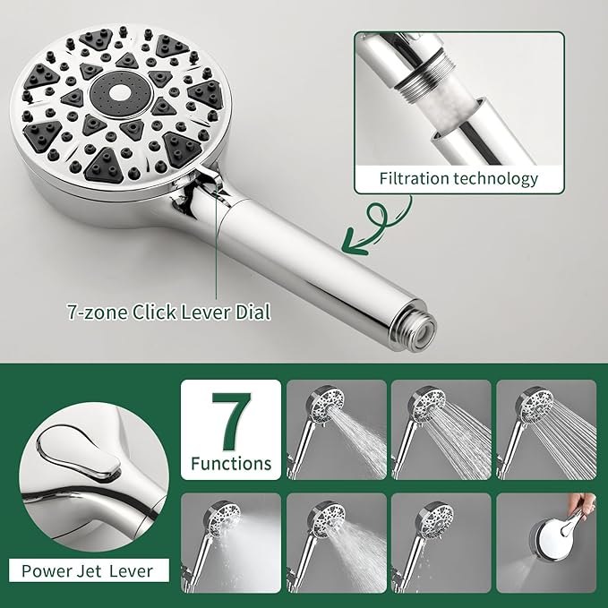 Chrome Polished Shower Faucet Set with Tub Spout, Handheld Shower Head and Trim Kit