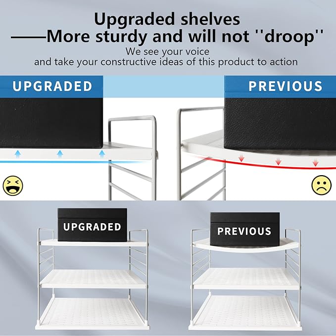 Upgraded Cabinet Organizers and Storage -Divided Compartment Holder for Plastic Bag, Wrap, Foil, Snack and Box for Kitchen Organization and Storage-Under Sink Organizers and Storage Suitable