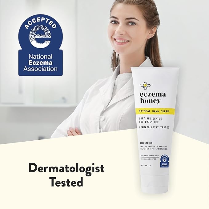 ECZEMA HONEY Oatmeal Hand Cream - Natural Hand & Body Lotion for Eczema Rash Relief - Eczema Cream for Dry, Itchy, Sensitive, & Irritable Skin (4 Oz)