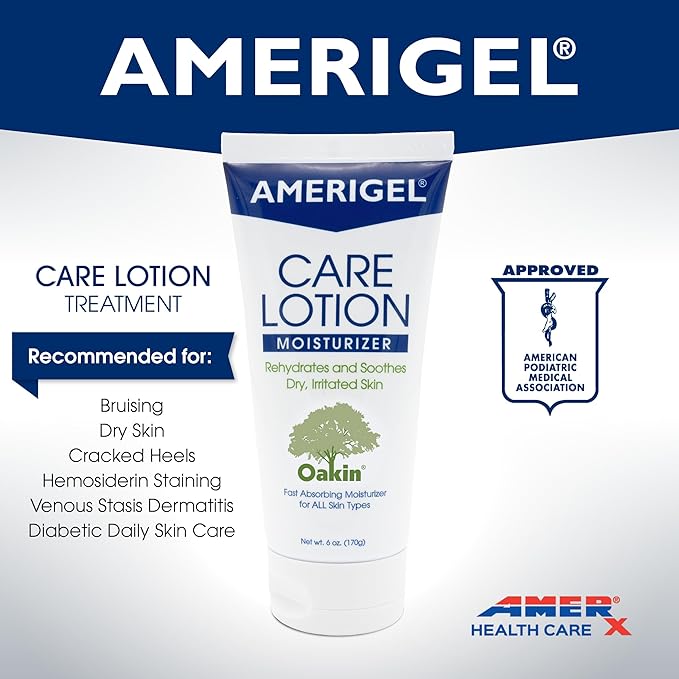 AMERIGEL Care Lotion – Hypoallergenic Moisturizer - Diabetic Skin Care - Rehydrates and Soothes Dry, Irritated Skin - 6 oz.