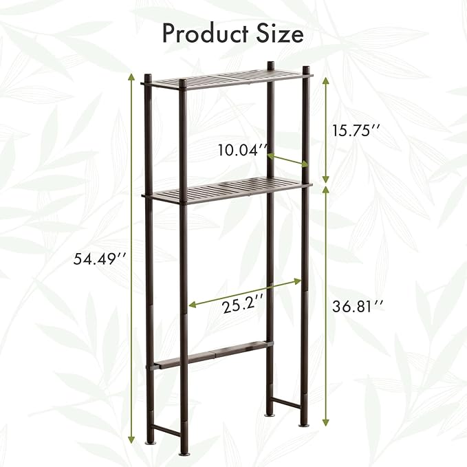 AmazerBath Bamboo Over The Toilet Storage Shelf, 2-Tier Over Toilet Bathroom Organizer Rack, Bathroom Shelves Over Toilet Space Saver, Espresso