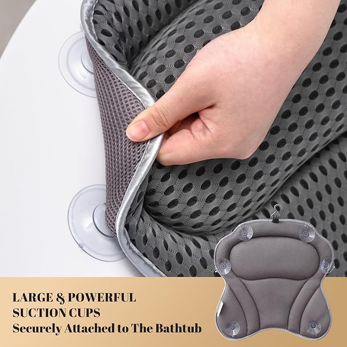 Bath Pillow Bathtub Pillow, 4D Bath Pillows for Tub Neck and Back Support, Luxury Spa Bath Tub Pillow Fit Hot Tub, Bathtub, Relaxing Bath Accessories Spa Gifts for Women Adults