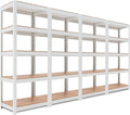 HOMEDANT House 24.4" W 5 Tier Heavy Duty Garage Shelving Adjustable Metal Rack Storage Shelves Standing Shelf Unit Organizers Pantry Closet Office White 4Pack