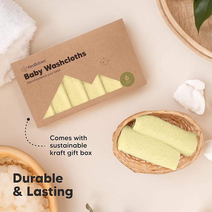 6-Pack Baby Washcloths - Soft Absorbent Viscose from Bamboo Wash Cloths for Babies, Kids, Toddlers, Infant, Newborn Bath Towels, Gentle on Sensitive Skin, 10x10 Reusable Face Towels (Carrot)