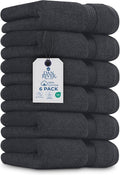 DAN RIVER 6-Pack Premium Hand Towels (16x28 Inches) - 100% Cotton, Ultra Soft, Lightweight, Highly Absorbent Towels for Bathroom, Spa, Gym, Salon, Hotel, and Travel - 550 GSM – Charcoal