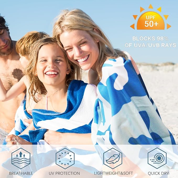 PY SUPER MODE 2 Pack Beach Towel - 75 x 35 inches Quick Dry Microfiber Beach Towels Oversized, Lightweight Soft and Absorbent Suitable for Swimming Pool Camping for Adults