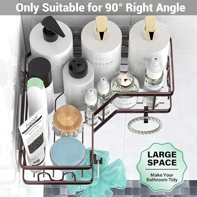 Corner Shower Caddy Organizer Shelf: Adhesive No Drilling Shower Rack Bathtub Shelves - 3Pack Rustproof Bathroom Shower Shelf