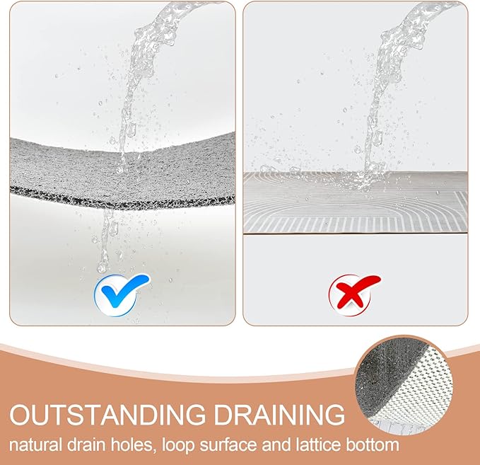 Joyhalo Bathtub Mat Non Slip, Bath Mat for Tub, Shower Mats for Inside Shower, 17x24 Inch, PVC Loofah Bathroom Mats for Wet Areas, Quick Drying, Grey