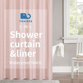 2-in-1 Waterproof Extra Long Fabric Shower Curtain or Liner,Linen Textured,84 Inch Breathable TPU & Washable Bathroom Shower Curtain Set with 12 Plastic Hooks,Modern,72"x84" Blush