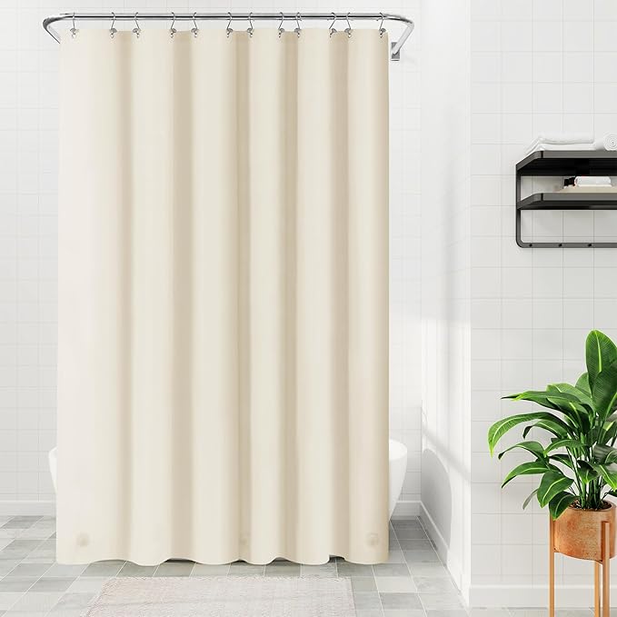 Barossa Design Extra Long Beige Shower Curtain Liner with 3 Magnets - 72" x 84" XL, Waterproof PEVA Lightweight Shower Liner for Bathroom, PVC Free, Metal Grommets - Beige, 72x84