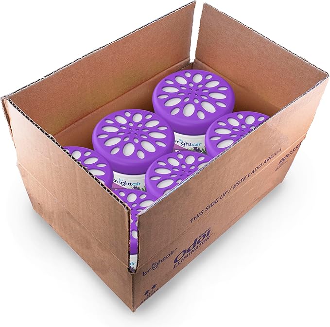Bright Air 14 oz. Super Odor Eliminator, For Medium-Size Spaces, Lavender & Fresh Linen Scent, Case of 6, Odor Eliminator & Air Freshener, Natural Essential Oils, Lasts Up to 90 Days Each