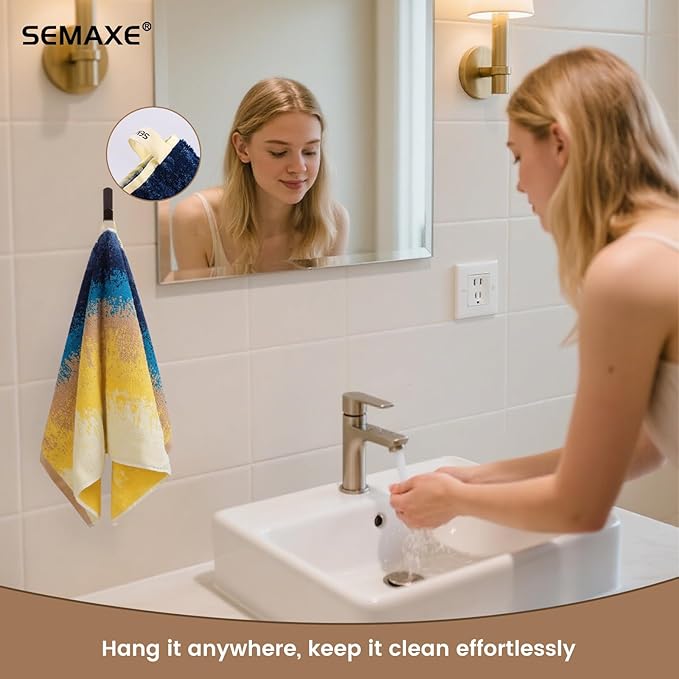 SEMAXE Hand Towels for Bathroom, 100% Cotton Towels with Hanging Loops, Soft and Absorbent, 4 Pack Hand Towel Set for Gym, Shower, Hotel, Spa and Kitchen, Colorful Towel - Beach Collection