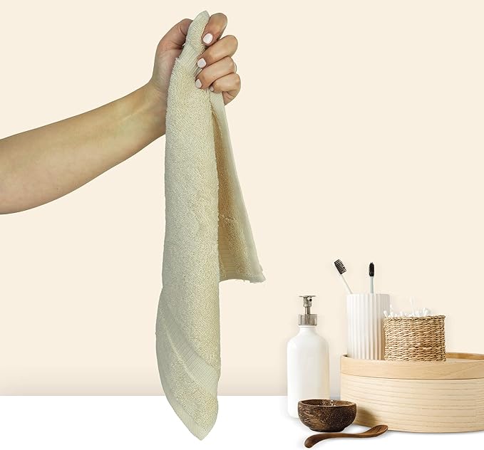 Chakir Turkish Linens 100% Cotton Premium Turkish Towels for Bathroom | 13'' x 13'' (6-Piece Washcloth, Beige)