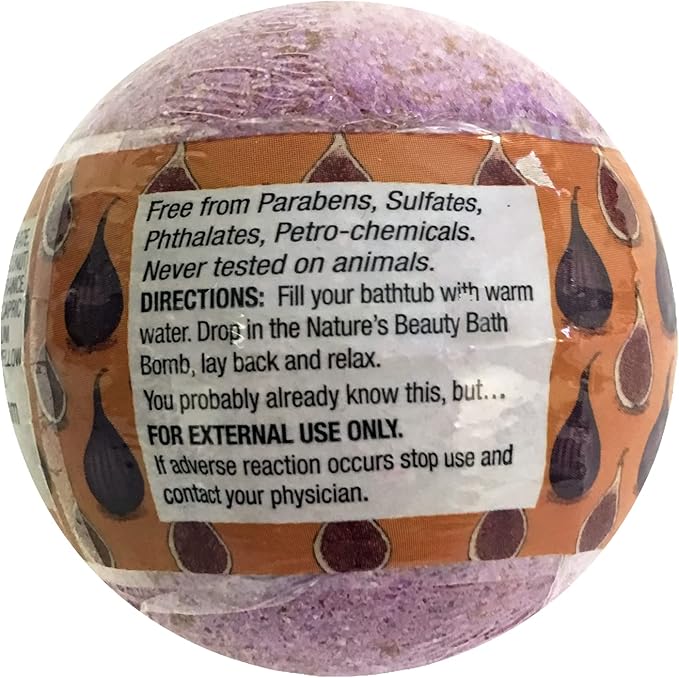 Nature's Beauty Brown Sugar & Fig Bath Bomb Multi-Pack - Natural Hand Crafted, Non-Staining, Luxury Fizzy Spa Bomb, Moisturize Dry Skin, Made w/Orange Extract + Coconut Oil, 4.6 oz (4 Pack)