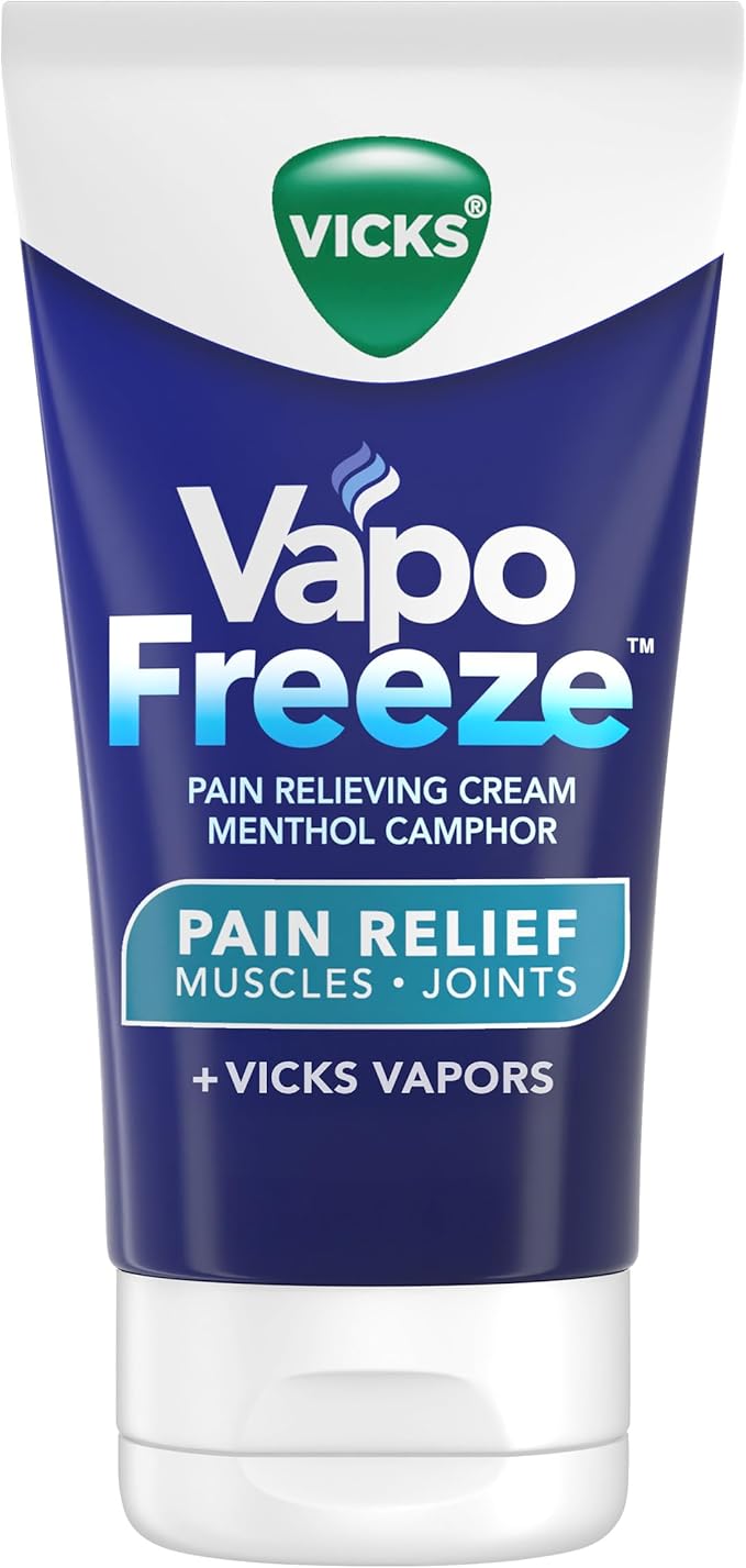 Vicks VapoFreeze Menthol Pain Relieving Cream 3oz, for Muscles & Joint Pain Associated with Arthritis, Simple Backaches, Strains, Sprains, Bruises, Vicks Vapors, Penetrating Formula
