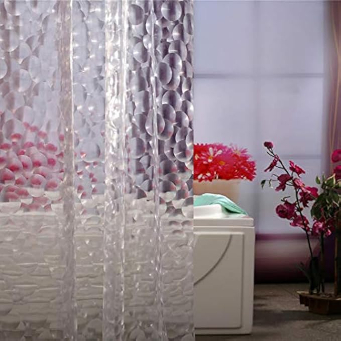Adwaita 3D Bubbles Shower Curtain Liner,No Odors,Eco Friendly (Clear)
