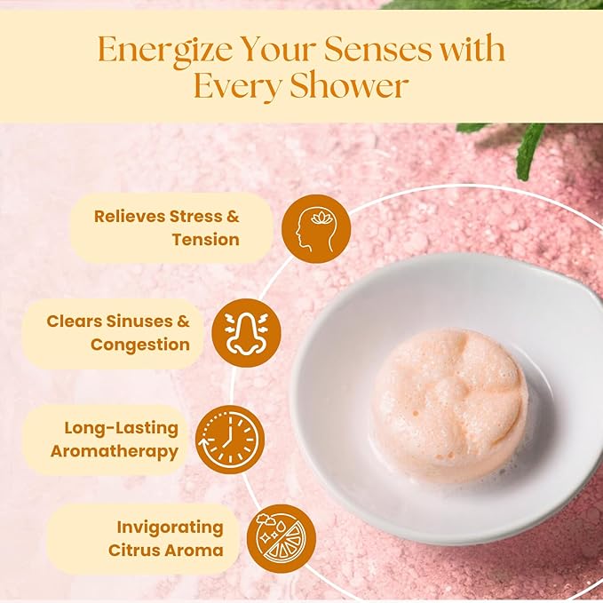 TLG Refresh Shower Steamers Aromatherapy 7 Pack – USA Made with Extra Menthol and Orange & Tea Tree Essential Oils – Shower Bomb for Relaxation, Citrus Shower Tablets – Gift for Men & Women