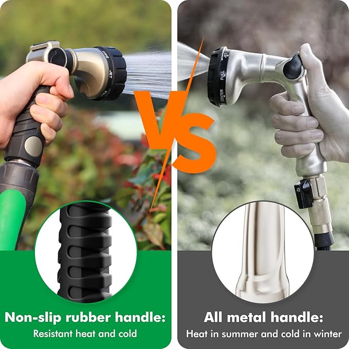 RESTMO Heavy Duty Hose Nozzle, Metal Garden Water Hose Sprayer with 7 Watering Patterns, Thumb Control, On Off Valve, High Pressure Nozzle Sprayer for Watering Plants, Car and Pet Washing, Bronze