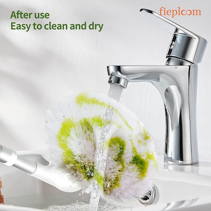 Tub Tile Scrubber Brush with 28" Extendable Pole, 2 Pcs Non-Scratch Soft Tub Brush Mop, Bathroom Brush with Long Handle for Bathtub Shower Sink Basin Tile Wall