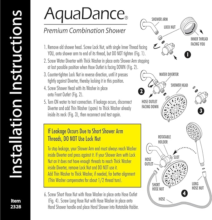 AquaDance for California - 7" Premium High Pressure 3-Way Rainfall Combo for Best of Both Worlds - Enjoy Luxury 6-Setting Rain Showerhead and Hand Held Shower Separately or Together - Chrome Finish