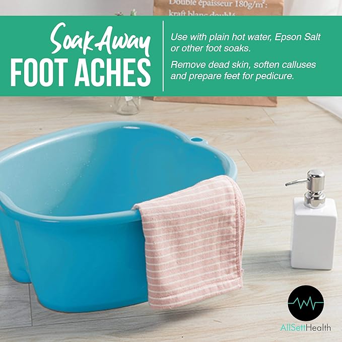 Foot Soaking Bath Basin – Large Size for Soaking Feet | Pedicure and Massager Tub for at Home Spa Treatment | Callus, Fungus, Dead Skin Remover, Blue