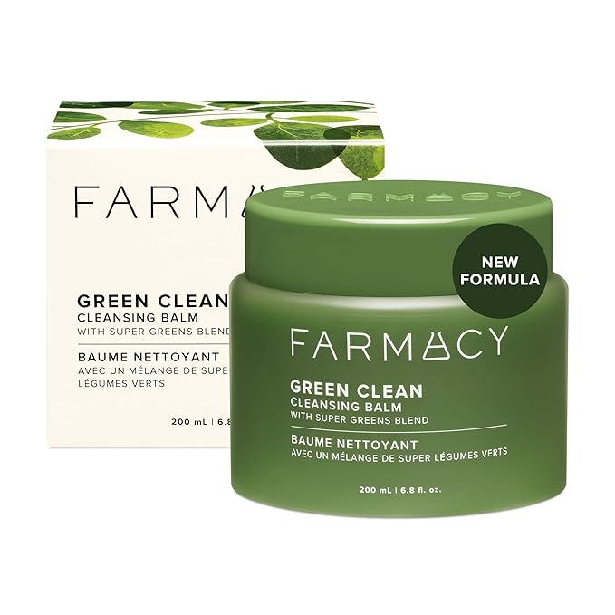 Farmacy Makeup Remover Cleansing Balm - Green Clean Waterproof Makeup Remover Balm + Oil Cleanser for Face - Gently Removes Make Up + SPF while Hydrating Skin (200ml)