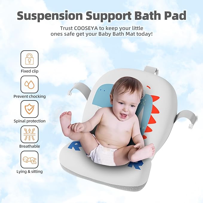 Collapsible Baby Bathtub for Newborn, Foldable Baby Bath Tub with Thermometer & Soft Floating Cushion & Drain Hole, Portable Travel Infant Bath Tubs for Newborns to Toddler 0-36 Months Girl, Blue