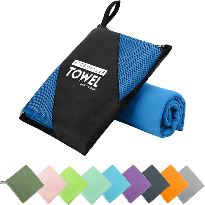 Microfiber Travel Towel, Soft Lightweight Quick Dry Towel, Super Absorbent Compact Travel & Sports & Beach Towels for Camping, Backpack, Gym, Swimming, Yoga, Hiking (L:24"×48" -Blue)