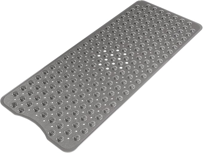 AmazerBath Shower Mat Non Slip 40 x 16 Inches, Shower Stall Mats with Suction Cups and Drain Holes, Non Slip Bath Mat for Tub for Elderly & Kids, Clear Black