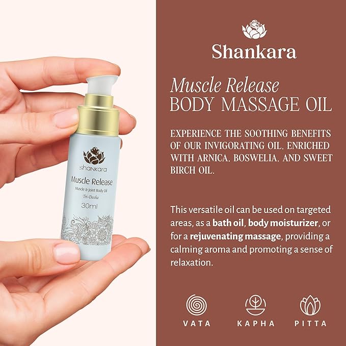 Shankara Body Massage Oil for Muscle Relief – Sore Muscle & Joint Care with Lavender & Arnica – Aromatic Oil Massager for Body Relax & Hydration – Body Oil for Women (30ml)