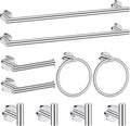 Chrome Bathroom Hardware Set,10 Pieces Towel Bar Towel Holder Set Includes Towel Bar, Toilet Paper Holder,Towel Ring and Towel Hook Wall Mount Bathroom Accessories Towel Racks for Bathroom