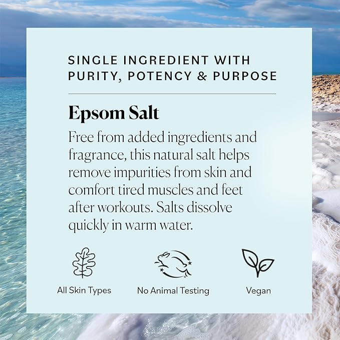 Sky Organics - Epsom Salt Bath Soak, 5 lbs - Magnesium Sulfate USP - 100% Pure, Medium Grain - Unscented - Soaking Bath Salts - Resealable Bag - Natural, Vegan & Cruelty Free - Self Care - Bath & Feet