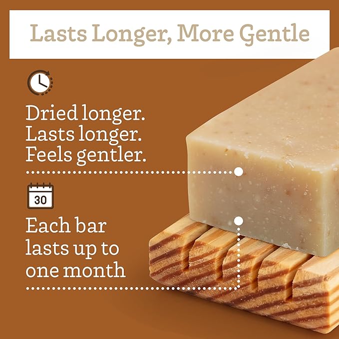 Southern Natural Oatmeal Soap Bar (3 Pack) Unscented Goat Milk Soap Bars With Colloidal Oatmeal & Honey. For Dry, Sensitive Skin. Fragrance Free Cleanser