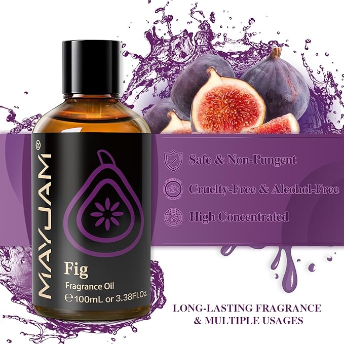 MAYJAM 100ML/3.38FL.OZ Fig Fragrance Oils with Glass Dropper, Essential Oils for Diffusers for Home, Long Lasting Scented Oils for Diffusers Soap Candle Making