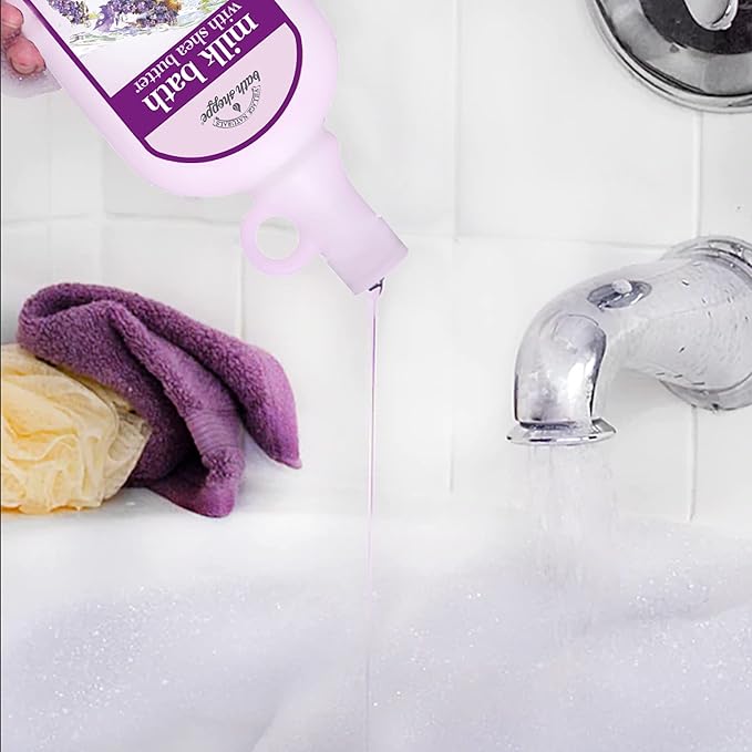 Village Naturals Bath Shoppe Moisturizing Lavender Chamomile Milk Bath - Hydrates Skin - Made with Shea Butter and Vitamin E (Pack of 2 Bottles, 28 fl oz Each)