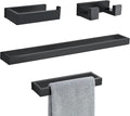 Lairuier 4-Piece Bath Towel Bar Set, Matte Black Bathroom Hardware Set Including Towel Bar,Towel Holder, Toilet Paper Holder, Towel Hook,Stainless Steel Bathroom Hardware Accessories Set