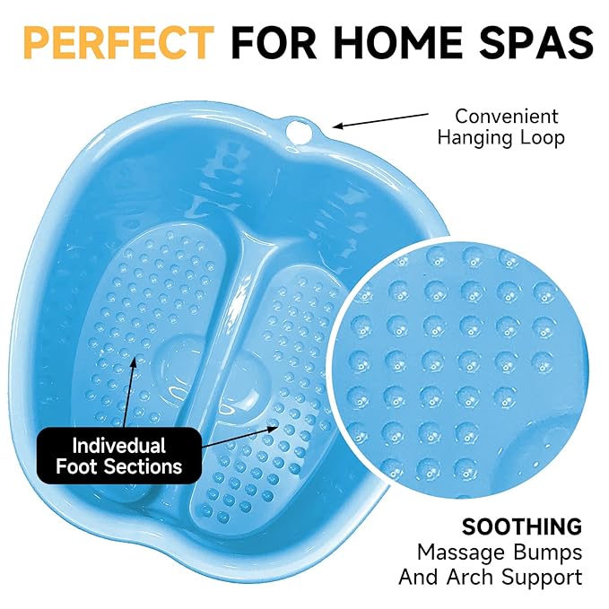 2 Pcs Foot Soaking Bath Basin - Large Foot Soaking Tub Foot Bath Spa Wash Basin Foot Bucket Foot Soaking Tub Feet at Home (Purple/Blue)