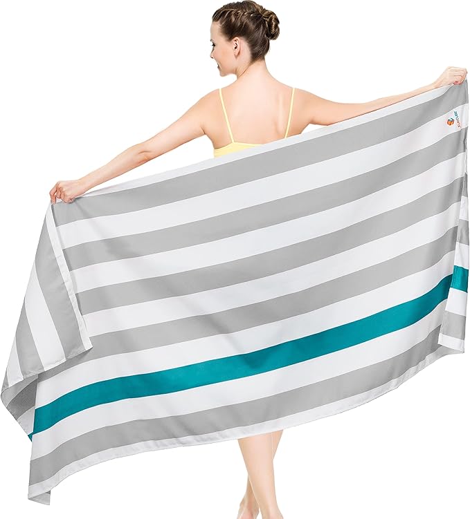 SUN CUBE Microfiber Beach Towel, Quick Dry Sand Free Beach Towel, Lightweight, Compact for Travel Swim Sports Camping, Packable Sand Resistant Towel Adult, Light Grey 60x30 Inches