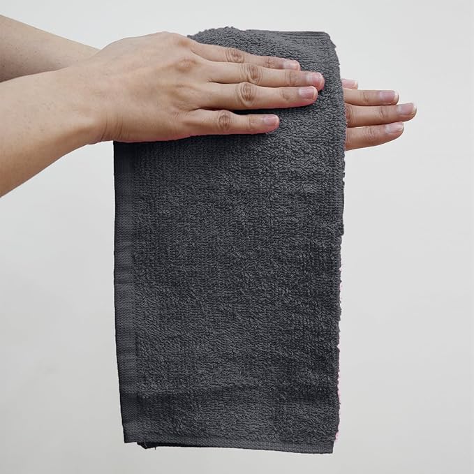 DAN RIVER 12 Pack Wash Cloths for Showering [12x12] - 100% Cotton Washcloths Premium Quality Flannel Face Cloths for Bathroom, Highly Absorbent and Soft Feel Wash Clothes, Charcoal