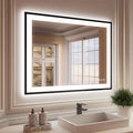 ISKM Framed LED Mirror for Bathroom 40"x30", Dimmable LED Bathroom Mirror with Lights, Anti-Fog, Front and Backlit Lighted Mirror 3-Colors, Shatterproof, Memory Function