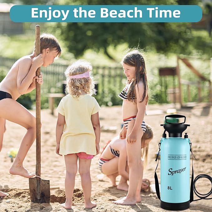 Finderomend Portable Shower for Camping with 7 Spray Modes, Hand Press Camping Shower with Removable Hose and Shower Head,Pressure Rinse Kits for Hiking Traveling Garden Beach Pet Shower