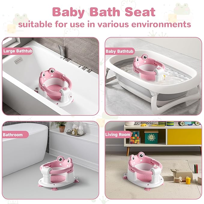 Baby Bath Seat for Babies 6 Months & up Non-Slip Toddler Bath Seats for Sitting Up Infant Bathtub Chair with Suction Cups and Soft Cushion for Baby Shower Tub Seat